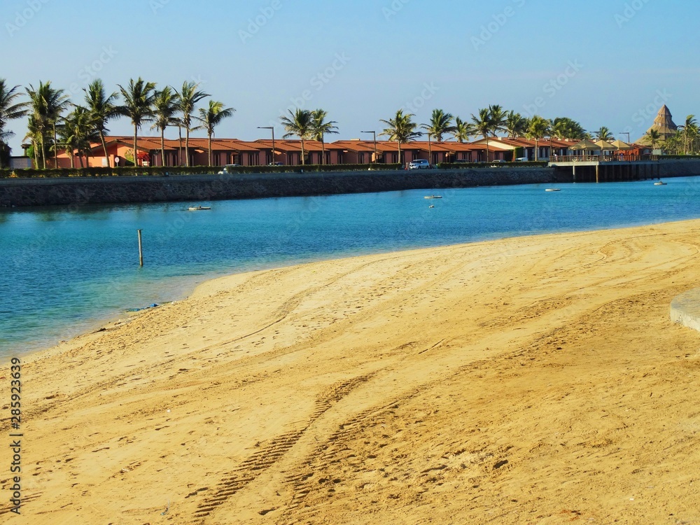 Sea view on summer with yellow sands over a beautiful resort in Jeddah- Saudi Arabia