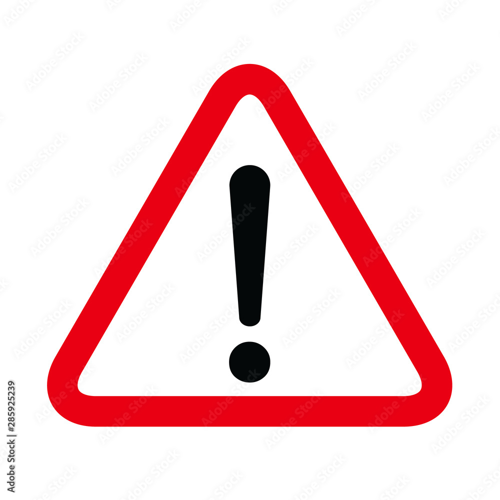 Hazard warning symbol vector icon flat sign symbol with exclamation mark isolated on white background Hazard warning symbol vector icon flat sign symbol with exclamation mark isolated on white background