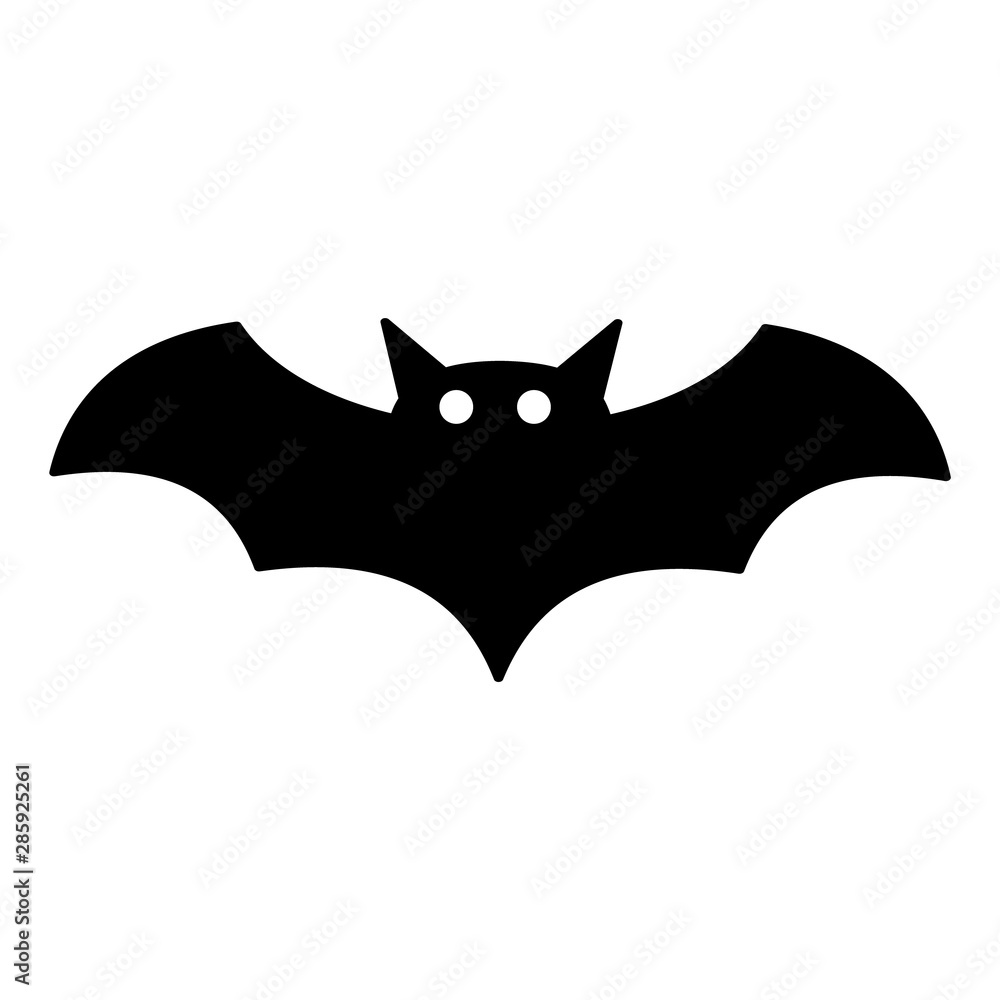 Bat icon, silhouette vector symbol isolated on white background Bat icon, silhouette vector symbol isolated on white background