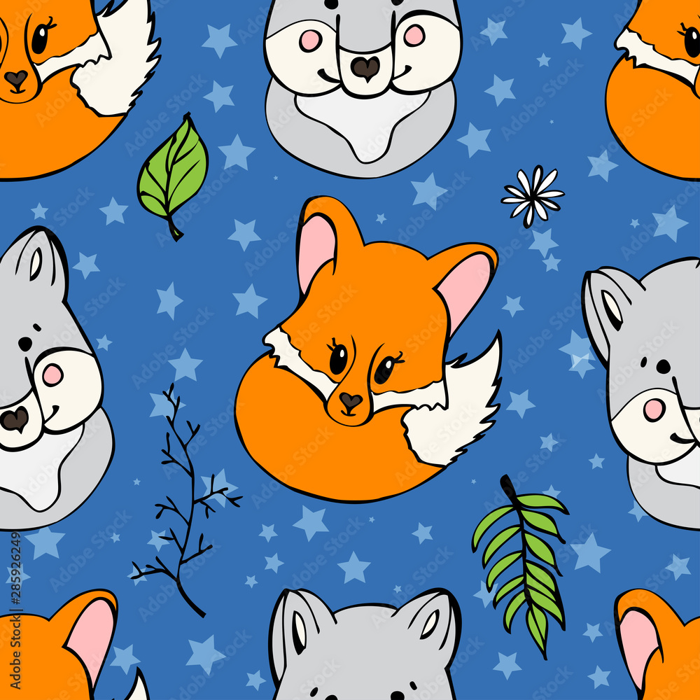 Naklejka premium Seamless pattern with cute animals