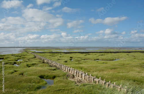 Lahnung an der Nordseeküste zur Landgewinnung und zum Küstenschutz,Deutschland photo