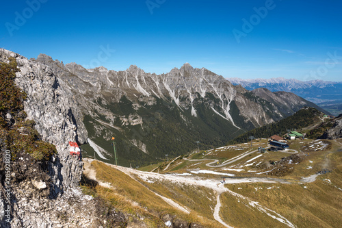 Hiking at the Kreuzjoch in the Stubaital in Austria photo