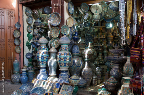 Marrakesh Morocco, ceramics for sale in souk