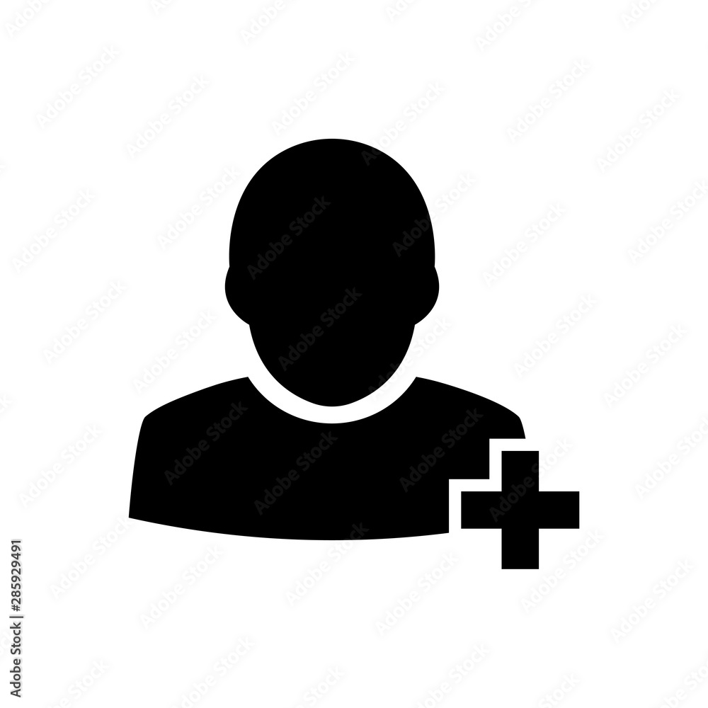 Add user icon. Silhouette symbol. Negative space. Vector isolated illustration Add user icon. Silhouette symbol. Negative space. Vector isolated illustration