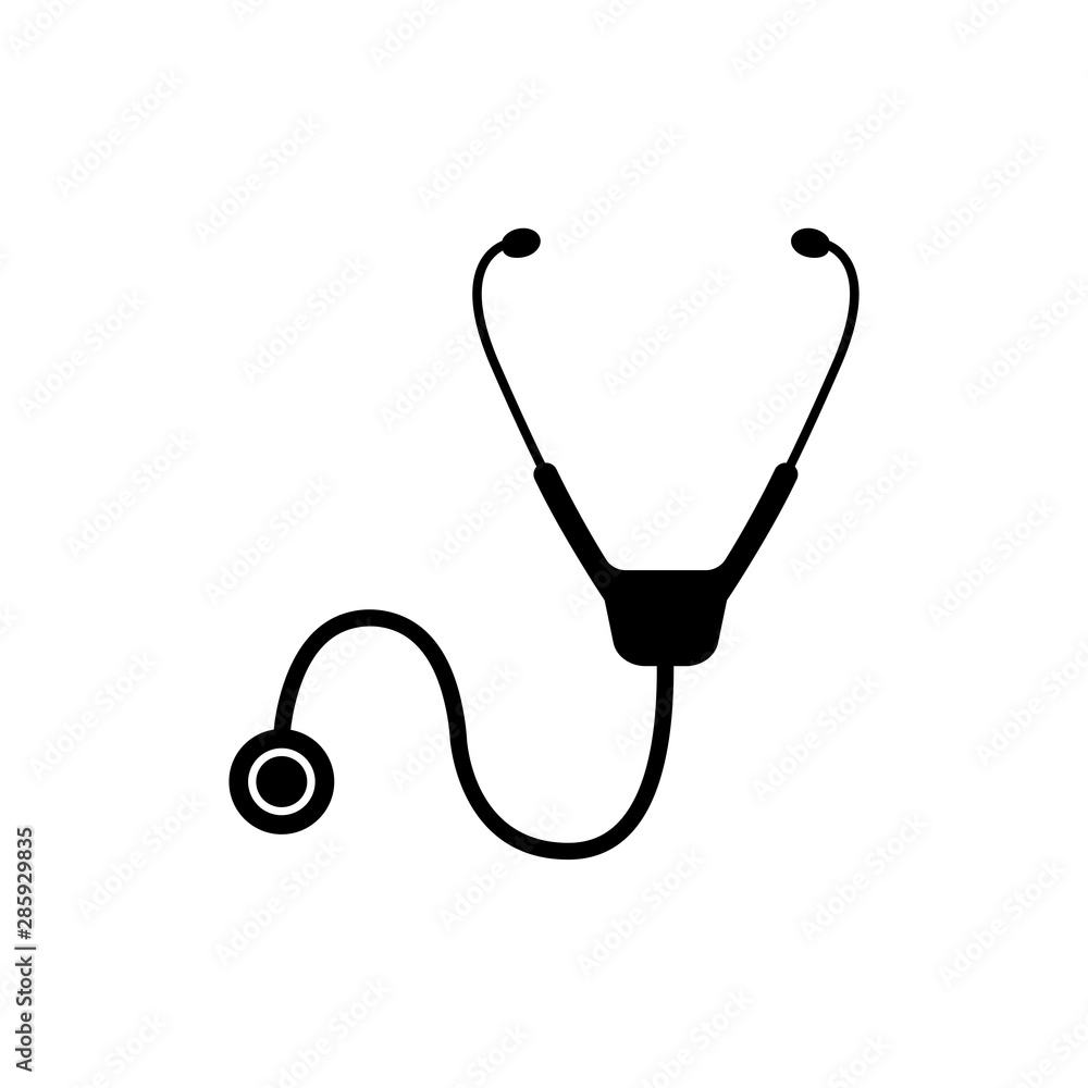 Black And White Stethoscope Stock Illustration - Download Image