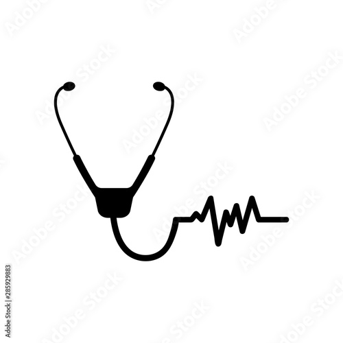 Stethoscope sign icon in flat style. Doctor medical vector illustration on white isolated background. Hospital business concept.
