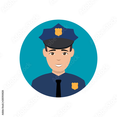 Police officer avatar illustration. Trendy policeman icon in flat style.