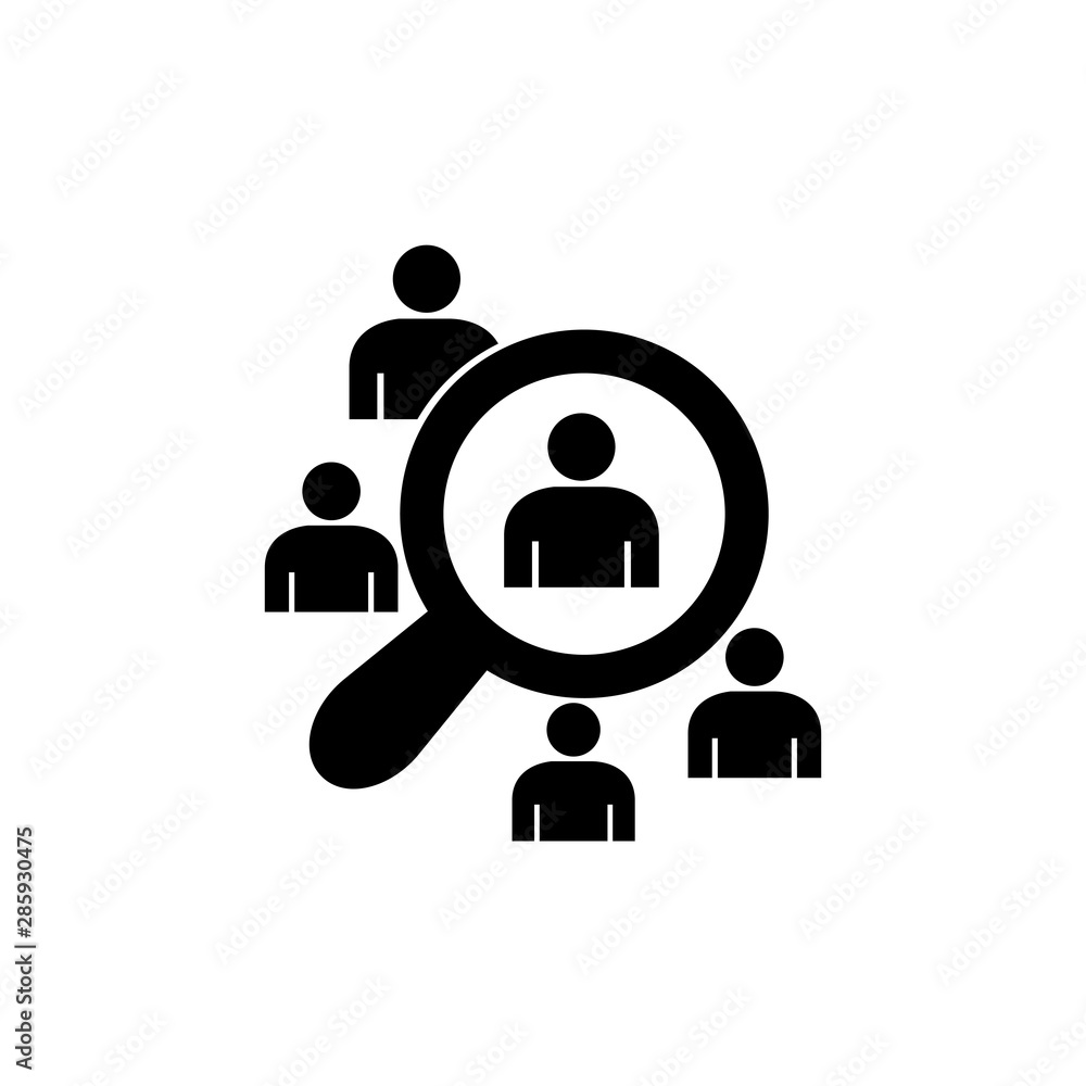 Job vacancy, searching people with magnifier glass vector icon Job vacancy, searching people with magnifier glass vector icon
