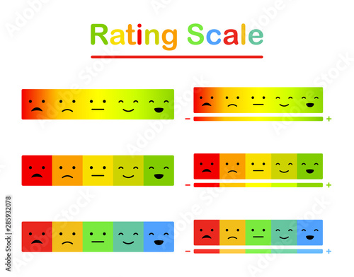Emoticons mood scale on white background  vector illustration