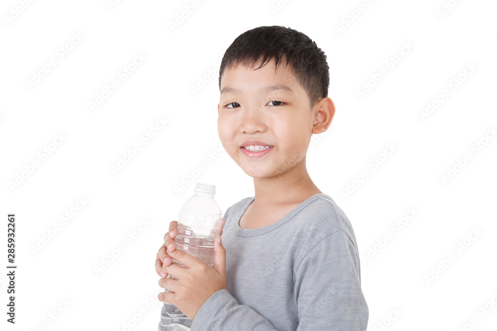 Asian Boy Drinking water Isolated on white background. Side view. Asian Boy Drinking water Isolated on white background. Side view.