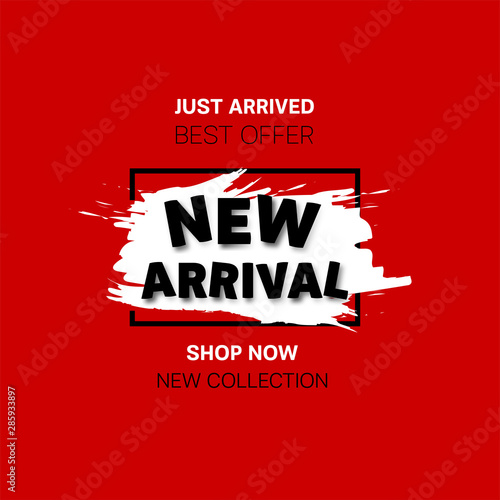 New Arrival banner. Sale offer price sign. New Arrival symbol. Brush vector banner. Discount text. Vector