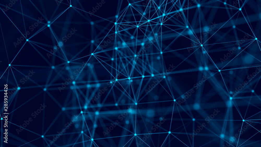 Big data visualization. Abstract background with connecting dots and lines. 3D rendering. High resolution. Big data visualization. Abstract background with connecting dots and lines. 3D rendering. High resolution.