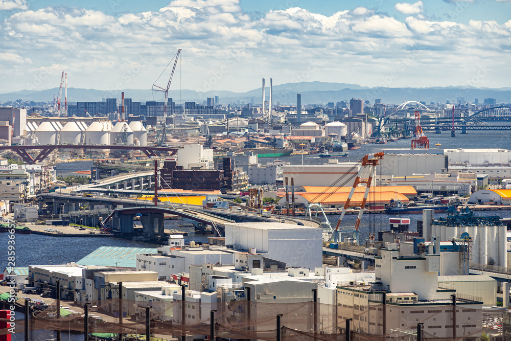 Aerial view industrial Kobe