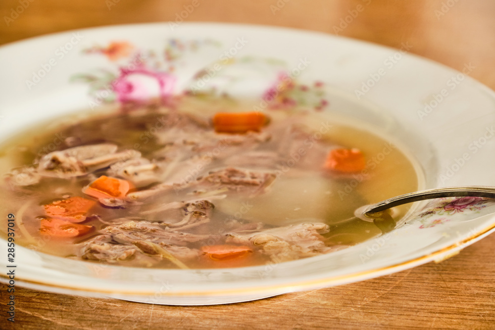 Beef soup on plate Beef soup on plate