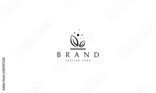 Vector logo with abstract elegant image of two leaves.
