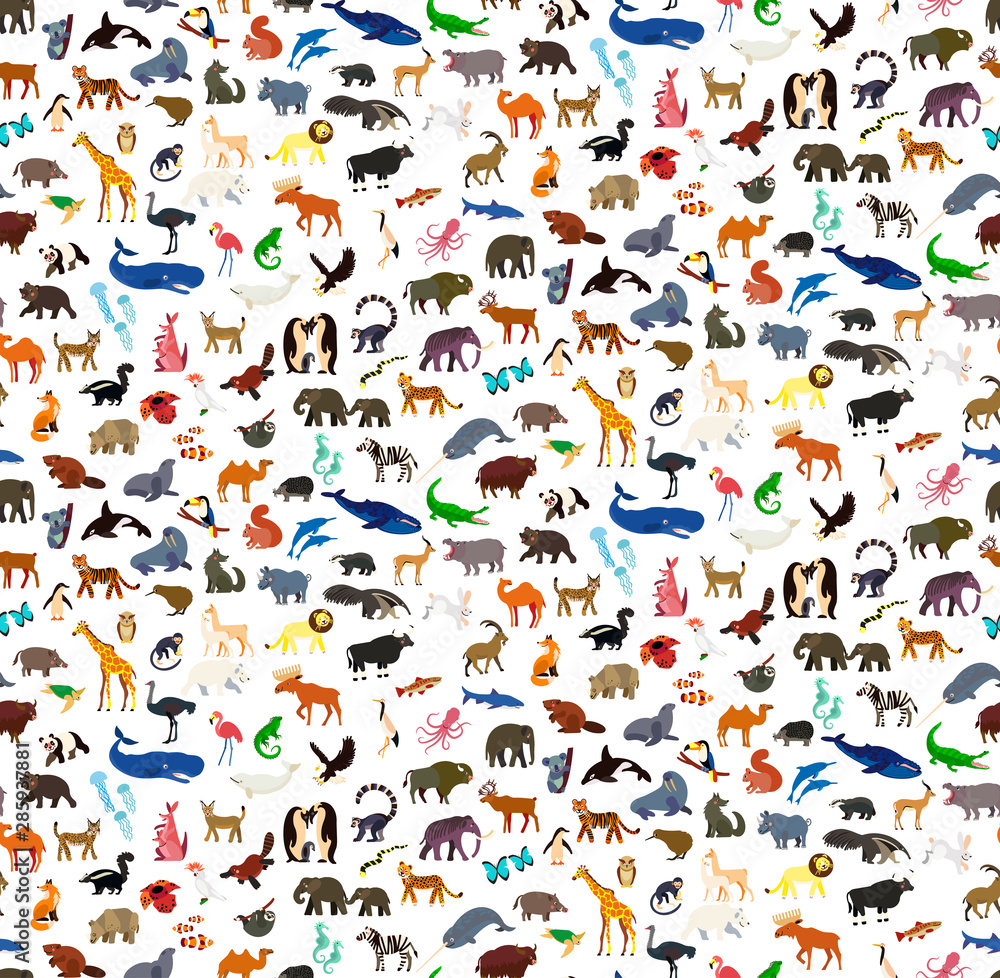 Seamless Pattern with Animals for Children and Kids.. Seamless Pattern with Animals for Children and Kids..