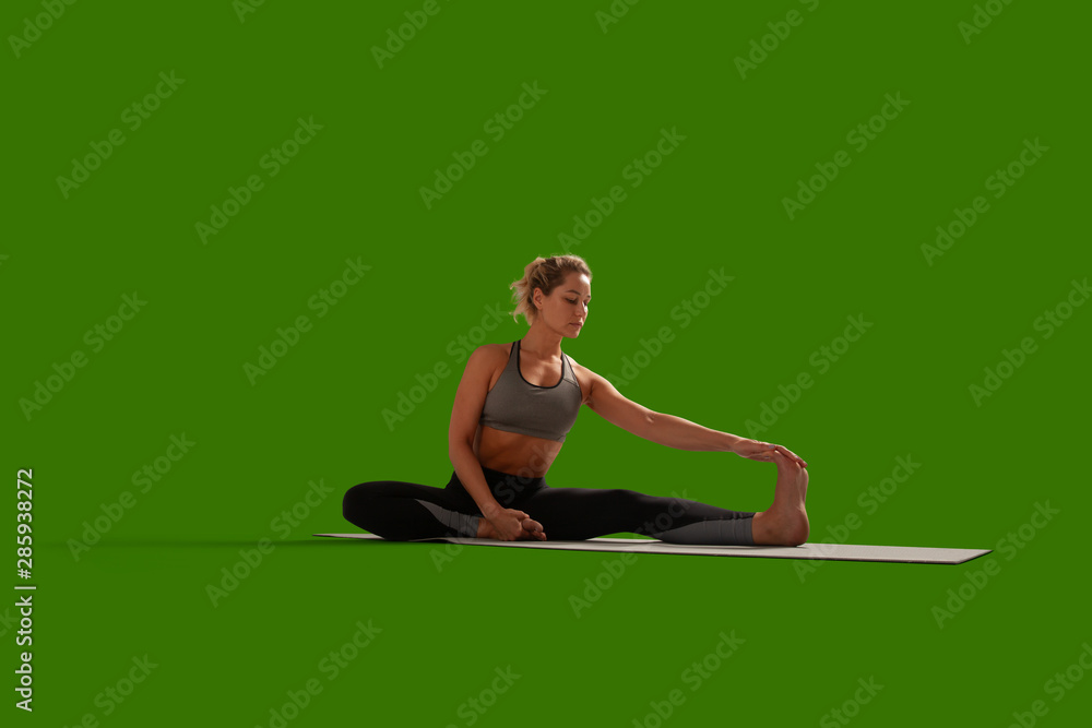 Yoga woman isolated on green screen. Yoga woman isolated on green screen.