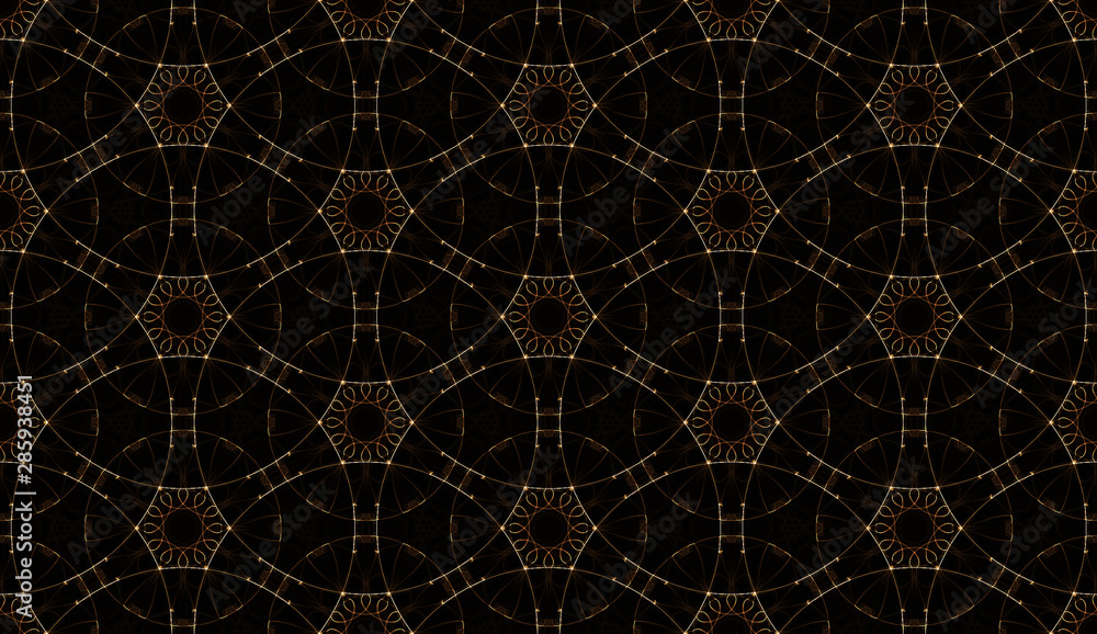 Abstract seamless pattern on black background. Abstract ornament of repeating elements. Abstract seamless pattern on black background. Abstract ornament of repeating elements.