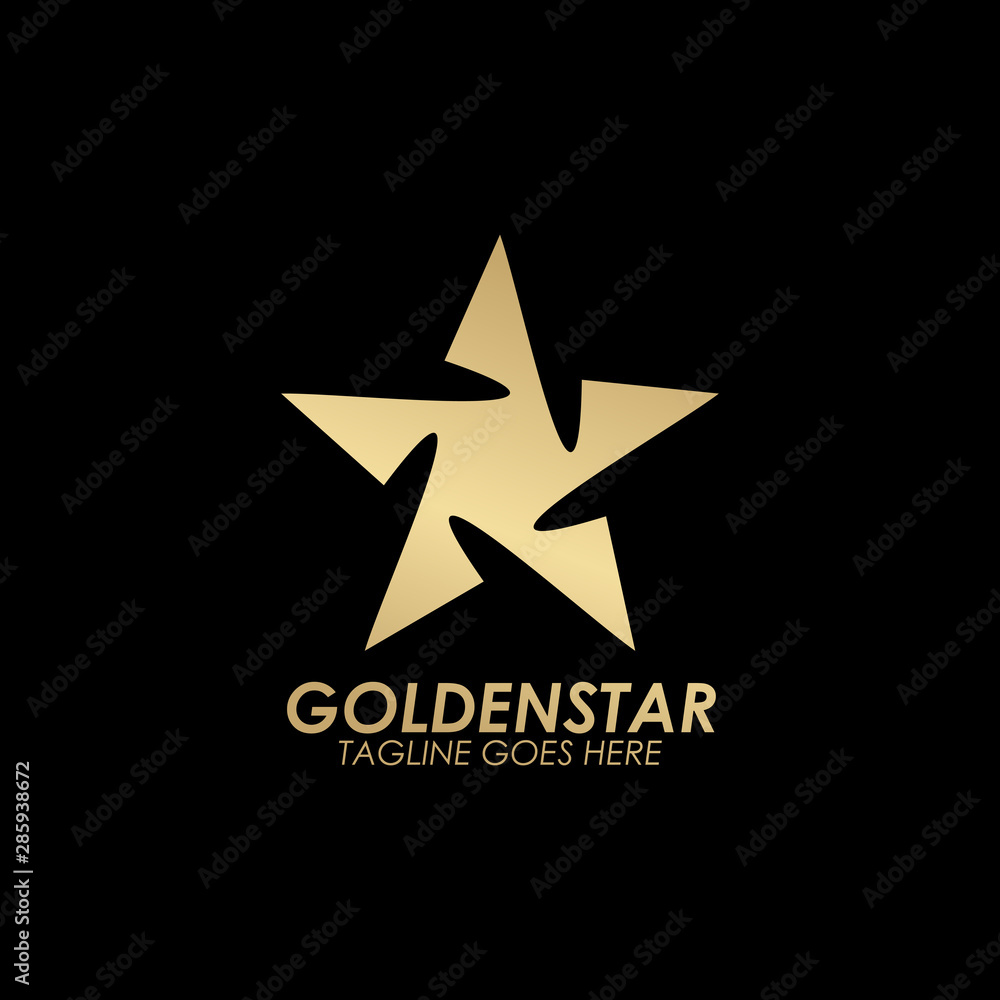 Obraz premium Golden star logo design vector template