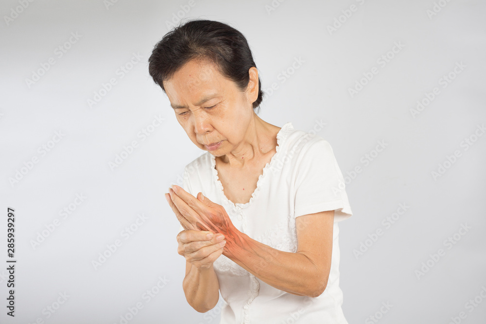old asian woman hand muscle pain old asian woman hand muscle pain