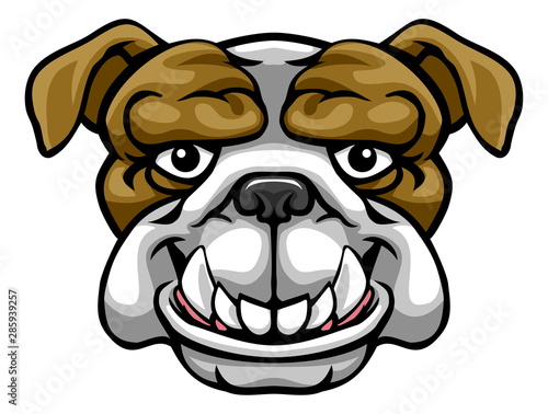 A bulldog mascot friendly cute happy animal cartoon character