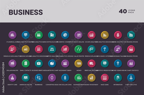 business concept 40 colorful round icons set