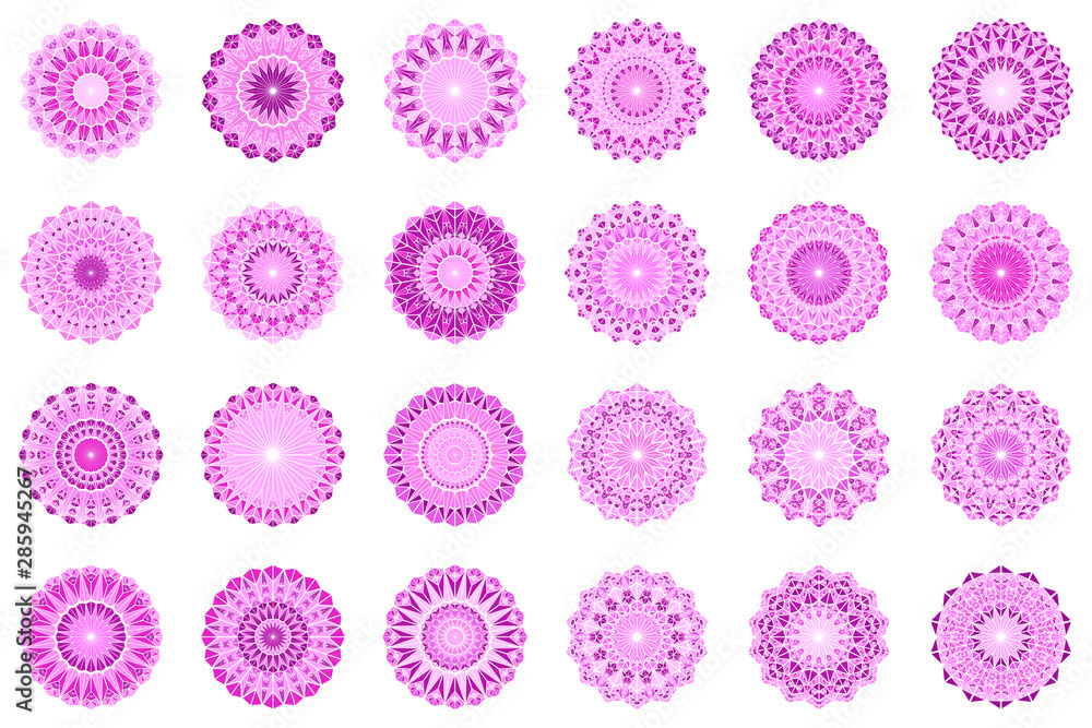 Geometrical round ornate polygonal mandala logo set - ornamental abstract vector graphics Geometrical round ornate polygonal mandala logo set - ornamental abstract vector graphics