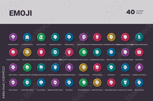 emoji concept 40 colorful round icons set
