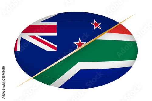 New Zealand versus South Africa, concept for rugby tournament.