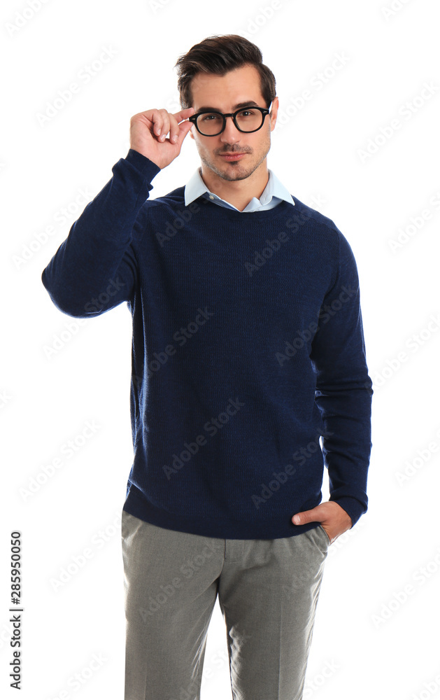 Young man with glasses on white background Young man with glasses on white background