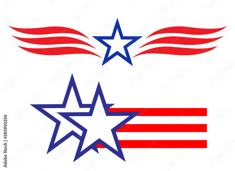 American star symbols signs logo set American star symbols signs logo set