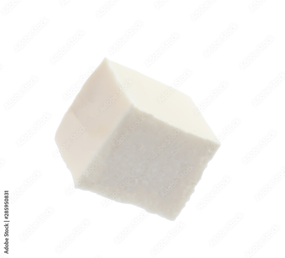 Piece of delicious feta cheese on white background Piece of delicious feta cheese on white background