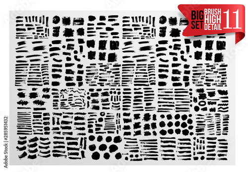 Set of Painted grunge stripes. Black labels, background, paint text. Brochure design template, card, banner. Vector illustration_8. Isolated on white background.