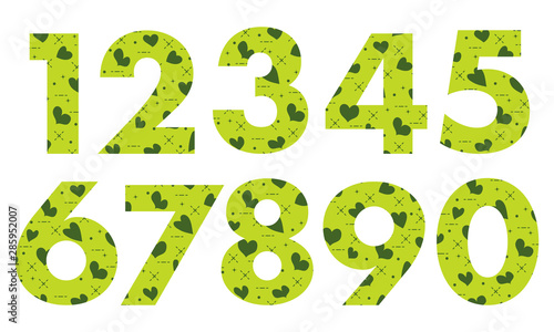Arabic numerals with hearts.