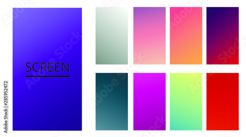 Wallpaper Mural Vector EPS 10 Gradient Set. Different colors. Modern Smartphone screen, mobile app Template. Design for Wallpaper, background, banner, flyer, Social media post.  Torontodigital.ca