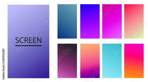 Wallpaper Mural Vector EPS 10 Gradient Set. Different colors. Modern Smartphone screen, mobile app Template. Design for Wallpaper, background, banner, flyer, Social media post.  Torontodigital.ca