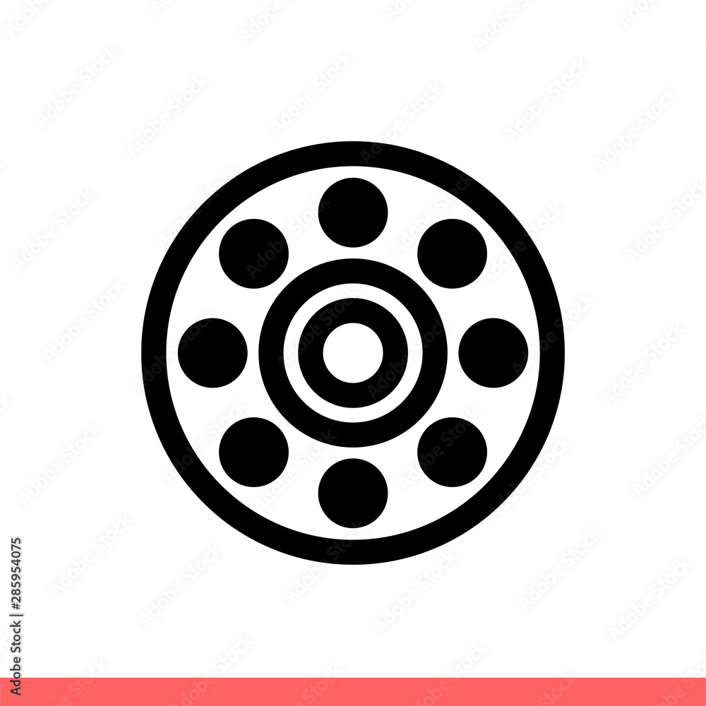 Bearing icon in flat isolated on white background, wheel vector illustration for web site or mobile app Bearing icon in flat isolated on white background, wheel vector illustration for web site or mobile app