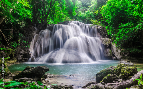 Beautiful waterfall in Thailand.  Huay Mae Kamin Waterfall  at Kanchanaburi Thailand.