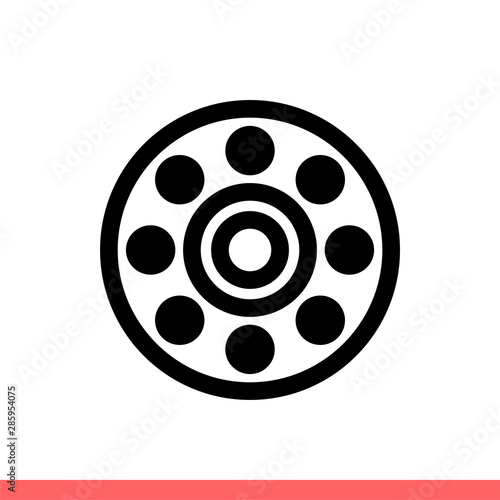 Bearing icon in flat isolated on white background, wheel vector illustration for web site or mobile app