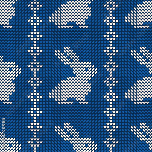 Happy Easter. Knitted background with Easter bunny