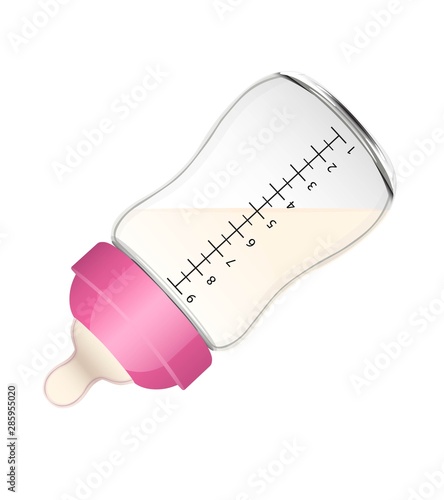  Baby bottle with milk. Vector illustrtion.