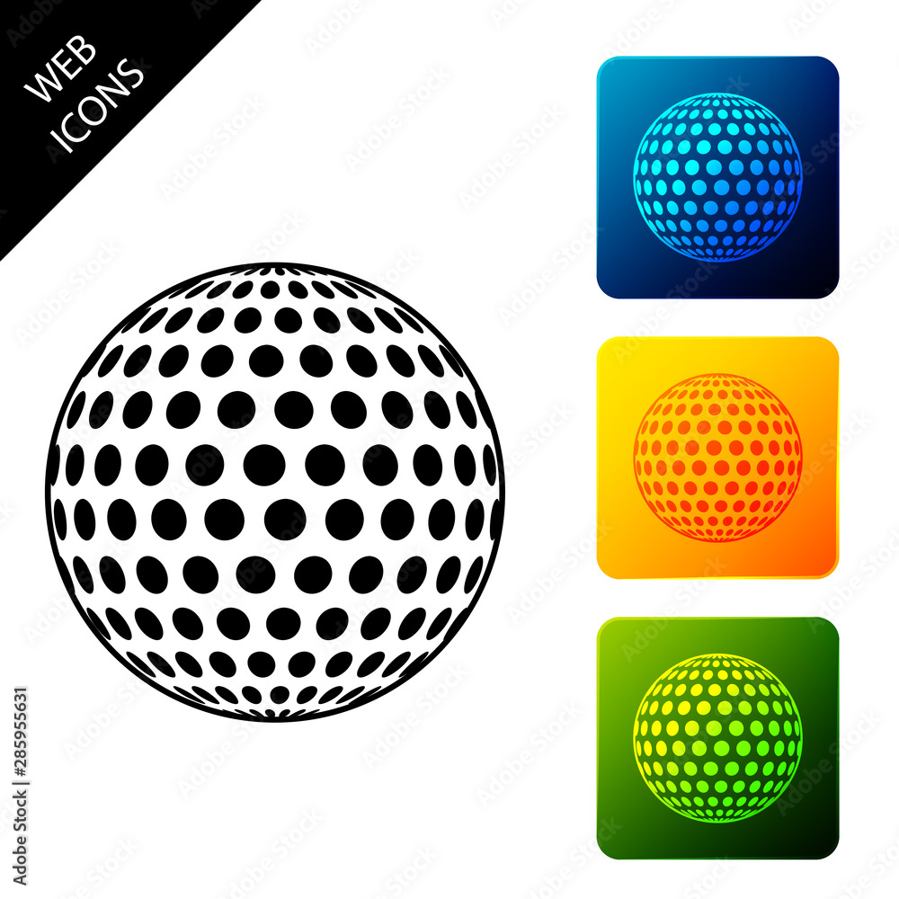 Golf icon isolated on white background. Set icons colorful square buttons. Vector Illustration