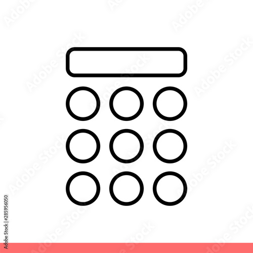 Numeric keypad icon in flat isolated on white background, number vector illustration for web site or mobile app