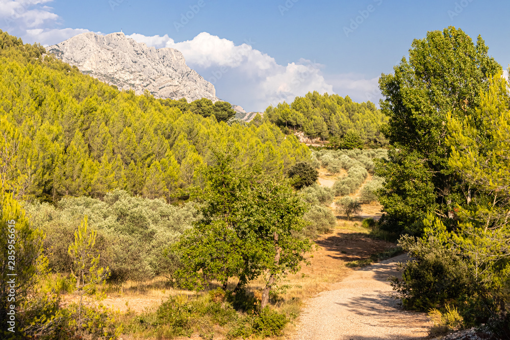 Sainte-Victoire mountain, towards the village of Tholonet Sainte-Victoire mountain, towards the village of Tholonet