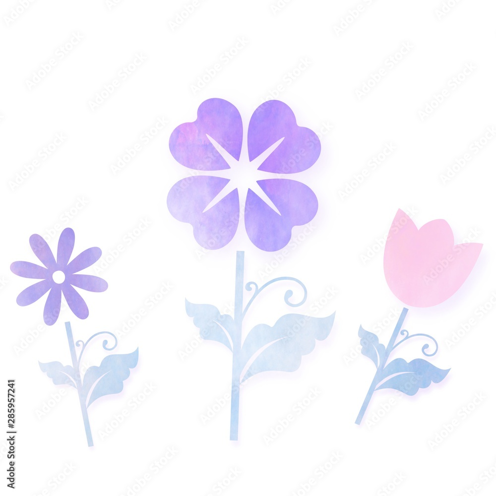 Fototapeta premium Watercolor flower illustration in purple style