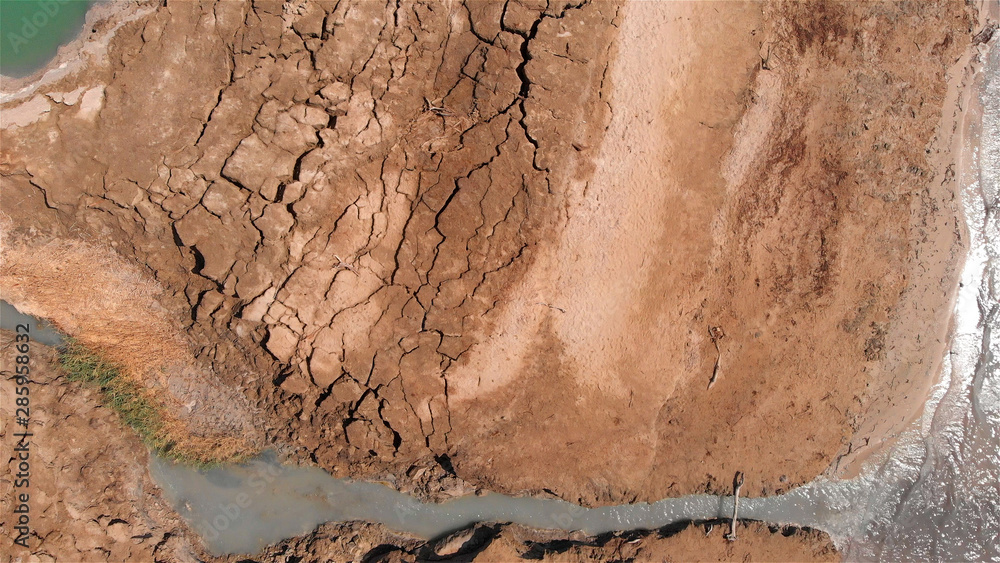 Obraz premium Dead Sea Cracks in the Summer Aerial view