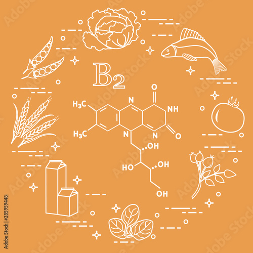 Foods rich in vitamin B2. Fish, peas and other.