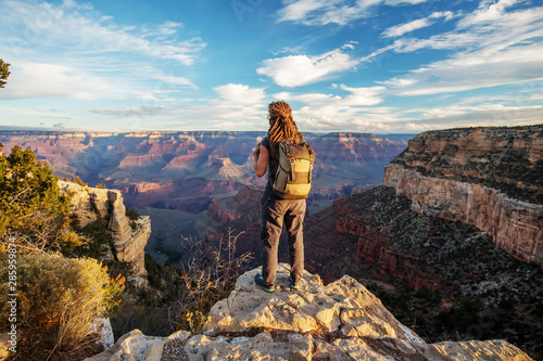 Canvas Print A hiker in the Grand Canyon National Park, South Rim, Arizona, USA
