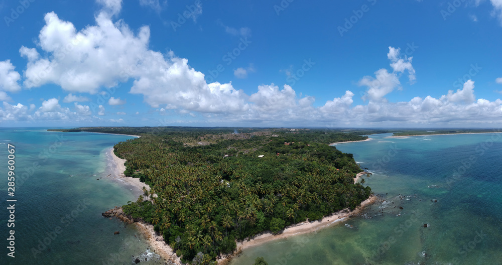 aereal view beach at boipeba bahia brazil oct 18