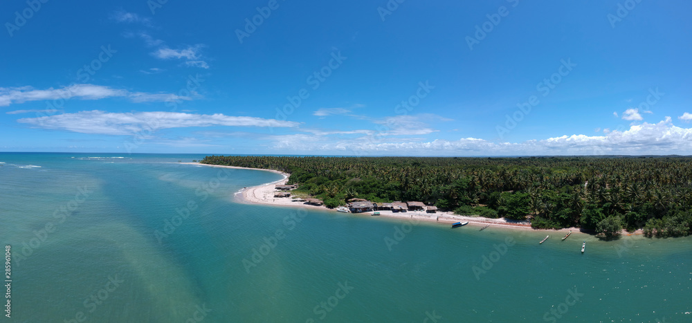 aereal view castelhanos beach at boipeba bahia brazil oct 18